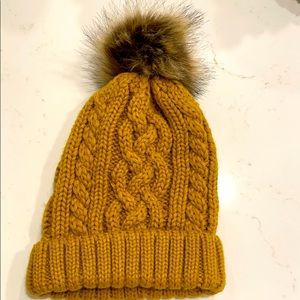 VICI City Nights Faux Fur Pom Beanie - Mustard
